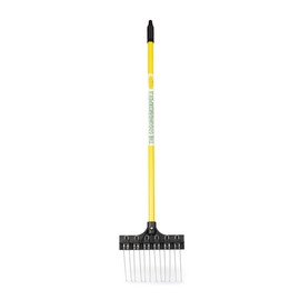 THE GROUNDSKEEPER II Shrub Rake 36-inch Lightweight Fiberglass Handle, 9-inch Head, Durable Steel Tines for Gardening, De-Thatching or Professional Landscaping