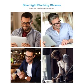 OKH 5-Pack Blue Light Blocking Reading Glasses Men Women, Spring Hinge Readers Glasses, Anti Eyestrain/UV Ray Eyeglasses（+4.0）