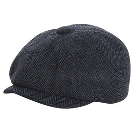 Kids Wool-Blend Newsboy Cap Tweed Flat Cap - Boys Vintage Beret Cabbie Hat Pageboy Caps for 3-6 Years Old, Navy, 4-8 Years