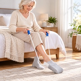 Sock Aid Device for Easy Sock Dressing – Long Pull Handles and Adjustable Cords for Everyday Dressing Without Deep Bending