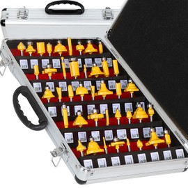 LEATBUY Router Bit Set 1/4-Inch Shank 41 PCS, Round Over Raised Panel Cabinet Door Ogee Rail Stile Router Bits, Woodworking Wood Cutter, Wood Carbide Groove Tongue Milling Tool (YT01)