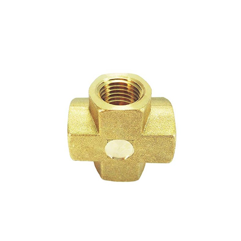 Nigo Industrial Co. Forged Brass Pipe Fitting, 4-Way Tee, Female