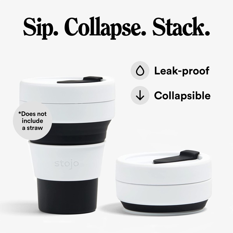 Stojo Collapsible Pocket Cup, Silikon, schwarz, 5 x 13 cm