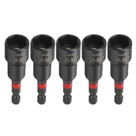 sourcing map 5pcs Nut Driver Drill Bit 13mm Metric Socket 1/4" Hex Shank 3" (65mm) Long Magnetic 6-Point Sockets Quick Change Phosphated CR-V Steel Bolt Setters for Power Drill Drivers, Black