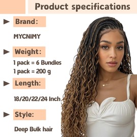 Boho Hair for Braiding, 2 Bundles 18 Inch Deep Wave Bulk for Boho Braids No Weft 150g Curly Bohemian Wet and Wavy Braiding Hair Extensions,(P27/30#)