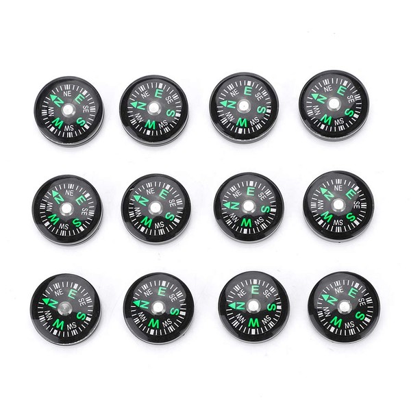 12pcs Mini Compass Waterproof Mini Size Durable Portable Magnetic Compass for Travel Climbing Camping Hiking Cycling Hunting Outdoor
