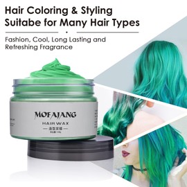 Hair Colour Wax, 120g Temporary Coloured Hair Paint Wax, Easy Washable Colour Change Hair Dye for Kids,Women,Men(Green)