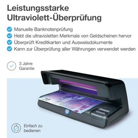 Safescan 50 UV-Falschgeldprüfgerät zur Prüfung von Banknoten, Kreditkarten und Ausweisen - UV-Geldscheinprüfer für neue Banknoten mit UV-Licht - UV-Geldscheinprüfer