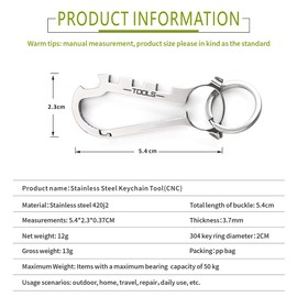 7 in 1 Portable Keychain Multitool with Spoke Key, Phillips Screwdriver, Bottle Opener CNC Keyring Tool Suitable for Outdoor/Cycling/Home, Steel colour