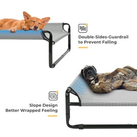 Veehoo Original Cooling Elevated Dog Bed, Outdoor Raised Dog Cots Bed for Large Dogs, Portable Standing Pet Bed with Washable Breathable Mesh, No-Slip Feet for Indoor Outdoor, Large, Grey, CWC2201