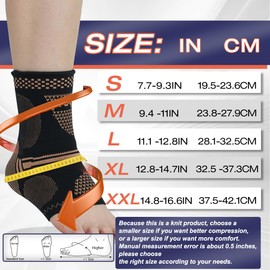 Copper Ankle Brace for Men & Women - (1 Pair) Ankle Compression Sleeve, Compression Support for Plantar Fasciitis, Achilles Tendonitis, Ankle Pain, Neuropathy, Swelling - Ideal for Everyday Use（S）