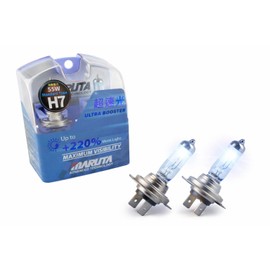 MARUTA H7 55W ULTRA BOOSTER - Maximale Sichtbarkeit 220% | Xenon Lampen 38000K Halogenlampen | ECE Prüfzeichen - Designed in Japan!v