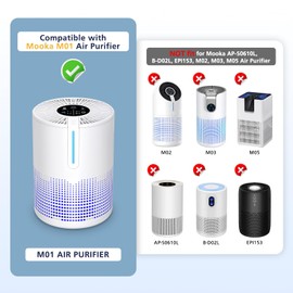 M01 Air Filter Replacement for MOOKA M01 Air Puri-fier, HEPA Filter, 3-Stage with Activated Carbon, 2 Pack
