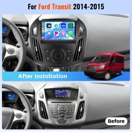 2+64GB Android Car Stereo for Ford Transit 2014 2015 (LHD), 9 Inch Touch Screen with Wireless CarPlay & Android Auto, Bluetooth, WiFi, GPS Navi, EQ, 26UI, Split Screen, AHD Rear Camera