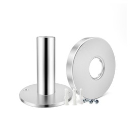 PEX Stub Out Support, Toilet Water Line Cover, 1/2 Inch Chrome Toilet Supply Line Cover with Flange, Fits PEX, Copper, CPVC