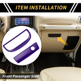REPAIROCK 1 Set Glove Box Handle Switch Cover Trim for Jeep Wrangler JK 2007-2017 Passenger Storage Grab Handle Button Trim ABS Purple