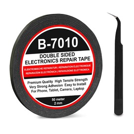 CABLEPELADO B7010 Double Sided Tape | 50m Long x 2mm Wide | Includes Anti-Static Tweezers | Suitable for Mobile Phones, Tablets and Small Electronic Devices | Black
