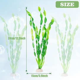 Ameliade 12 PCS Seaweed Fish Tank Decorations Aquarium Artificial 12 Inch Tall Plastic Plants Decor Large Aquarium Decorations Goldfish Betta Fish Tank Accessories (Green)