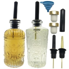 jingxianhe Olive Oil Dispenser Bottle, 2 Pcs Oil and Vinegar Dispenser Set,Glass Oil Bottles 7OZ,Coffee Syrup Dispenser, Elegant Glass Cooking Dispenser for Kitchen