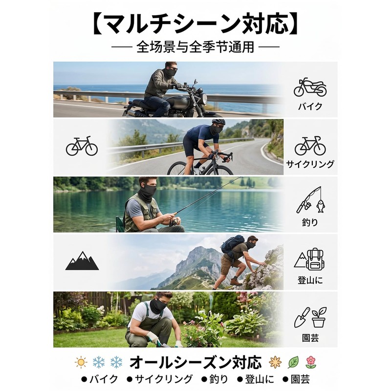 [Soteki] フェイスカバー 夏用冷感タイプ 耳掛け式 UV カット 日焼け防止 吸汗速乾 通気性 ストレッチ素材