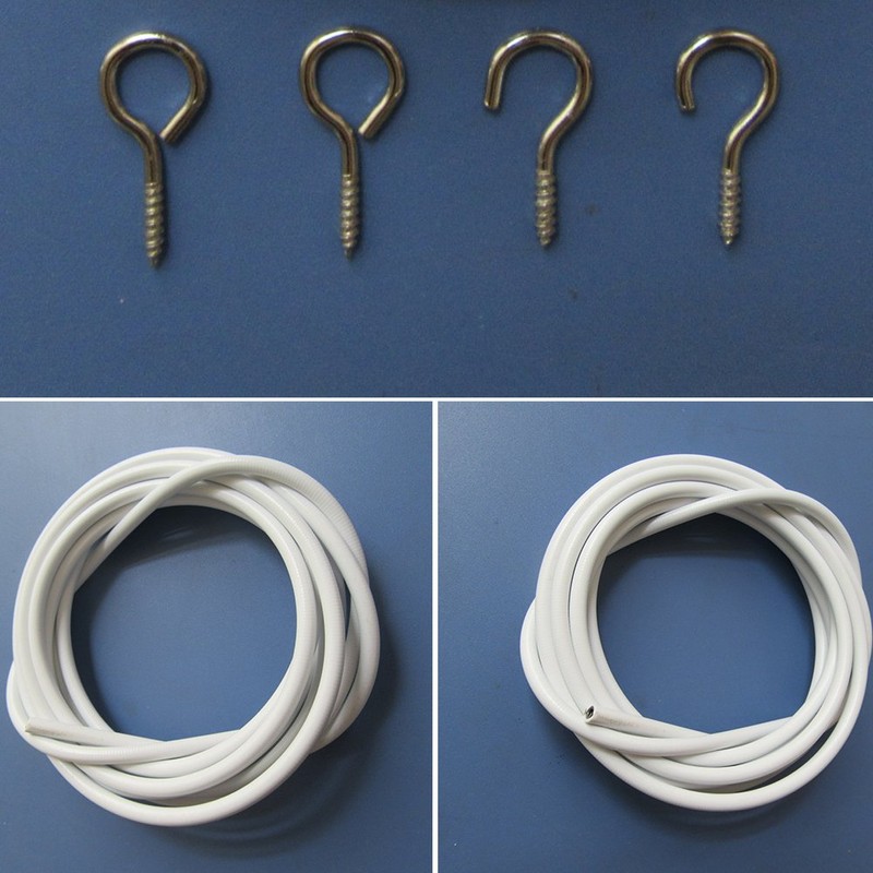 CfoPiryx White Curtain Wire Hanging Cord with Self-Adhesive Hook and