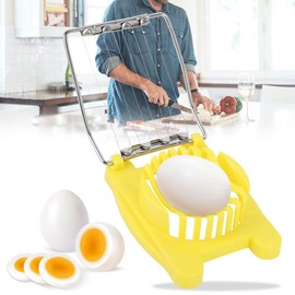 Heavy-Duty Plastic Egg Slicer with Stainless Steel Wires Multipurpose Boiled Egg Salad Slicer Strawberry Cheese Slicing Tools -Yellow