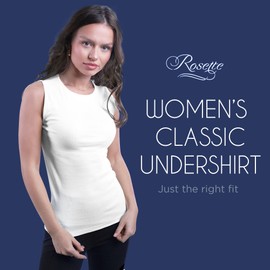 ロゼット Rosette Women’s Sleeveless Undershirt - Layering Cotton Tank Top– High Neck Camisole, Full Shoulder Design White