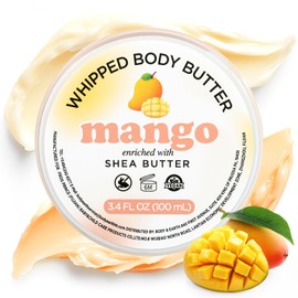 puresoak bath Mango Whipped Body Butter, Whipped Body Butter for Women, Moisture Body Butter for Dry Skin, Gentle Hydration with Long Lasting Moisture 3.4 floz