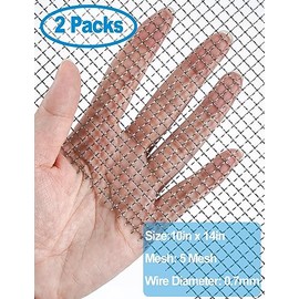 TOYPOPOR 2Pack 5Mesh 10' x 14' Wire Mesh Screen, 304 Stainless Steel Anti-Rusted Mesh Screen, Sturdy Wire Diamaeter 0.7mm, Easy to Cut, Woven Sturdy Metal Mesh Sheets for Air Vent, DIY Project, Drainage