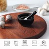 Mortar and Pestle Set, Ceramic Stoneware Set (3.2 Inch-Black) -