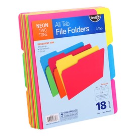 Find It All Ficheros interiores tamaño carta, tamaño carta, tercer corte, varios colores neón, paquete de 18 (FT07628)