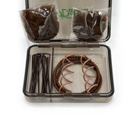 Ballet Bun Kit, Travel Size with Hair Ties, Pins, and Swirly Pins (Brown)