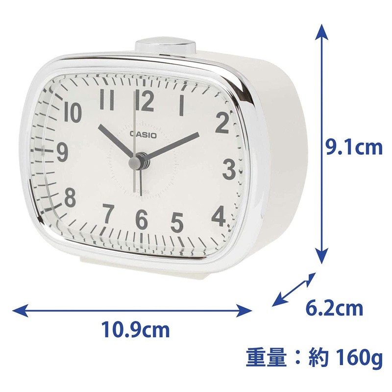 Casio TQ-159-7JF Alarm Clock, Cream, Analog Snooze Light, Retro