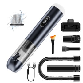 Holyask Car Vacuum, Portable Cordless Car Vacuum Cleaner with 18000PA Suction, 3 Suction Modes, Metal Body with LCD Display and LED Light, Handheld Vacuum for Home, Office, Pet