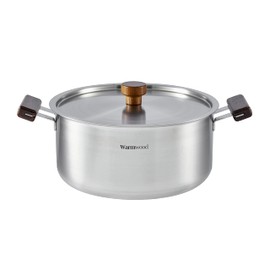 Dr.HOWS Warmwood Nonstick Pot 9.5 inch with Lid - Large Kitchen Stainless Steel Pot with Wooden Handles - Lightweight Pot For Induction, Ceramic, Electric, Halogen and Gas Cooktops