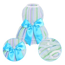 2 Pieces Dog Dresses Puppy Dogs Clothes Bowknot Cat Clothes Outfit Cat Dress for Small Dog Girl Pet Puppy (Pink Green, X-Small)