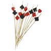 ZZHXSM 100pcs Black and Red Poker-Shaped Bamboo Cocktail Picks Fruit