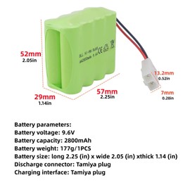 Fytoo 2PCS AA 9.6V 2800mah RC Battery Pack with Tamiya Plug with USB Charging Cable for Toy Tanks Engineering Department Flatbed semi-Trailer Truck RC Remote Control car Ni-MH high Capacity Battery