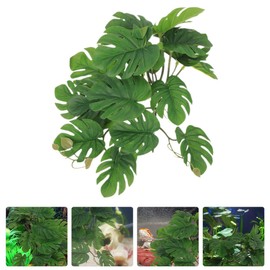minkissy Suction Cups For Hanging Plants Tortoise Habitat Accessories Fake Reptile Plants Terrarium Decor Monstera Vines Artificial Leaves Fake Plants for Reptiles Plastic Animal Pendant