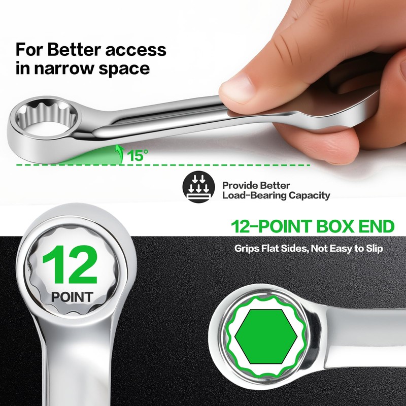 TIBOO DAY Combination Wrench Metric 19mm Mini Stubby Combination Wrench