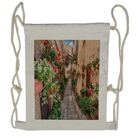 Lunarable Marine Drawstring Backpack, Sailboat at Sunset, Sackpack Bag