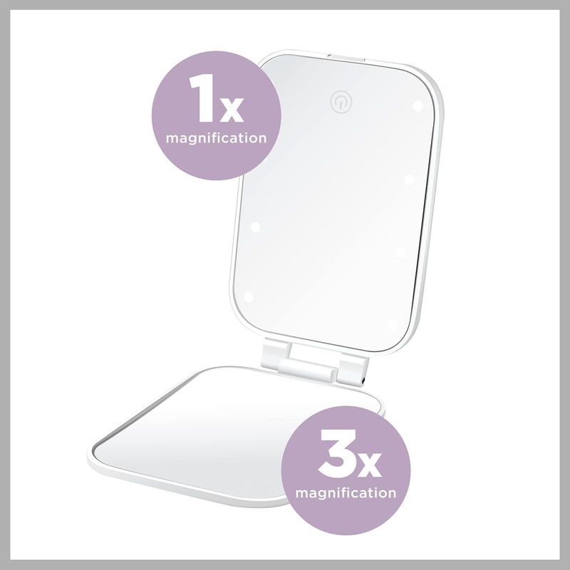 Conair Lighted Makeup Mirror, LED Vanity Mirror, 1X/3X Magnifying Mirror,