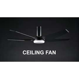 Carro 52" Black Low Profile Ceiling Fan with Lights, Reversible 10 Speeds Ceiling Fan, 3 Light Colors Dimmable Flush Mount DC, for Bedroom, Living room