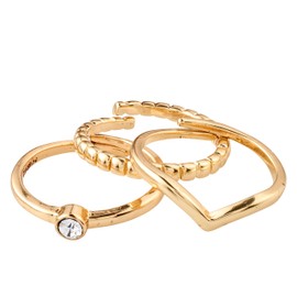PILGRIM Gold Plated Stacking Rings - 3-in-1 Gift Set, Silver-Plated or Gold-Plated Stacking Rings with Adjustable Size, Gold Plated
