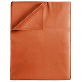 King Size Flat Bed Sheet - Hotel Luxury Single Flat Sheet Only - Wrinkle Free & Fade Resistant Flat Sheet - Extra Soft, Comfy & Breathable Flat Sheet for Women & Men - Terracotta Top Flat Sheet Only