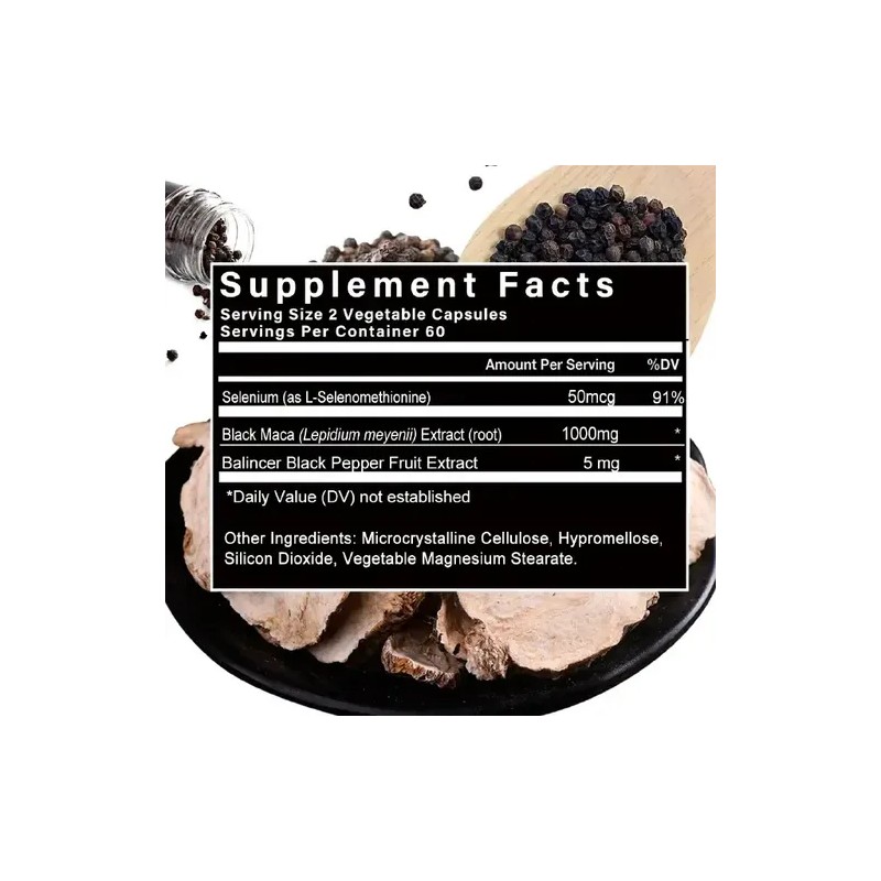 Balincer Maca Negra Orgánica 1200 Mg, 120 Cápsulas Blandas