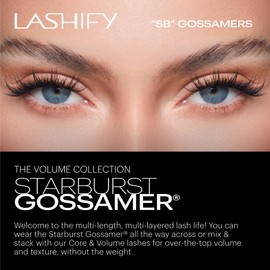 Lashify Star Burst 16mm Gossamer DIY Eyelash Extensions Refill, The Ultimate Multi-Length Multi Layered Lash, Black, Easy False Lashes