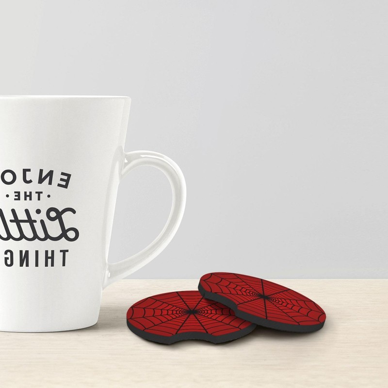 Red Spider Web Car Cup Holder Coasters 2 Pack Universal