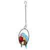 Metal Ring Double Parrot Statue Decorative Resin Perching On Branch