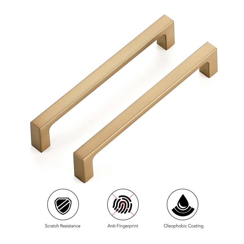 Ravinte Champagne Bronze Kitchen Square Cabinet Handles 5 Inch 10
